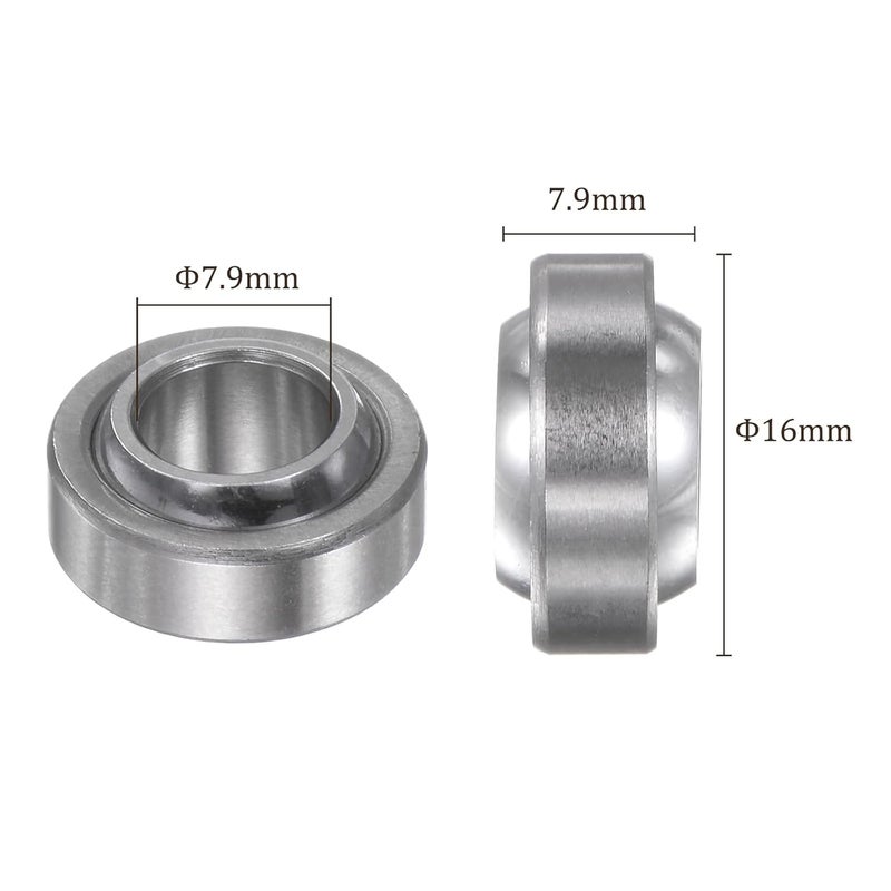 Kozelo 2 Pcs GE8C Spherical Plain Bearing - [7.9mm x 16mm x 7.9mm] Pre-Lubricated Radial Spherical Plain Bearing, Chrome Steel - Image 3